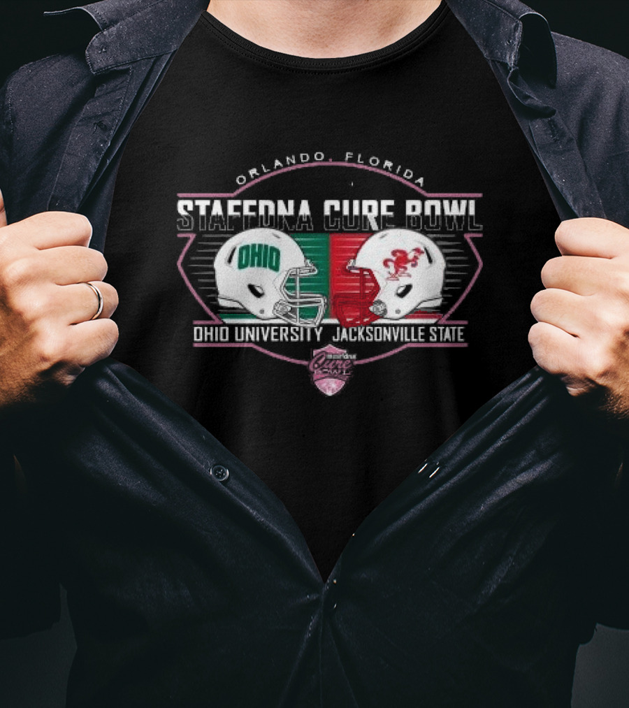 Orlando Florida Ohio University Jacksonville State StaffDNA Cure Bowl T-Shirt