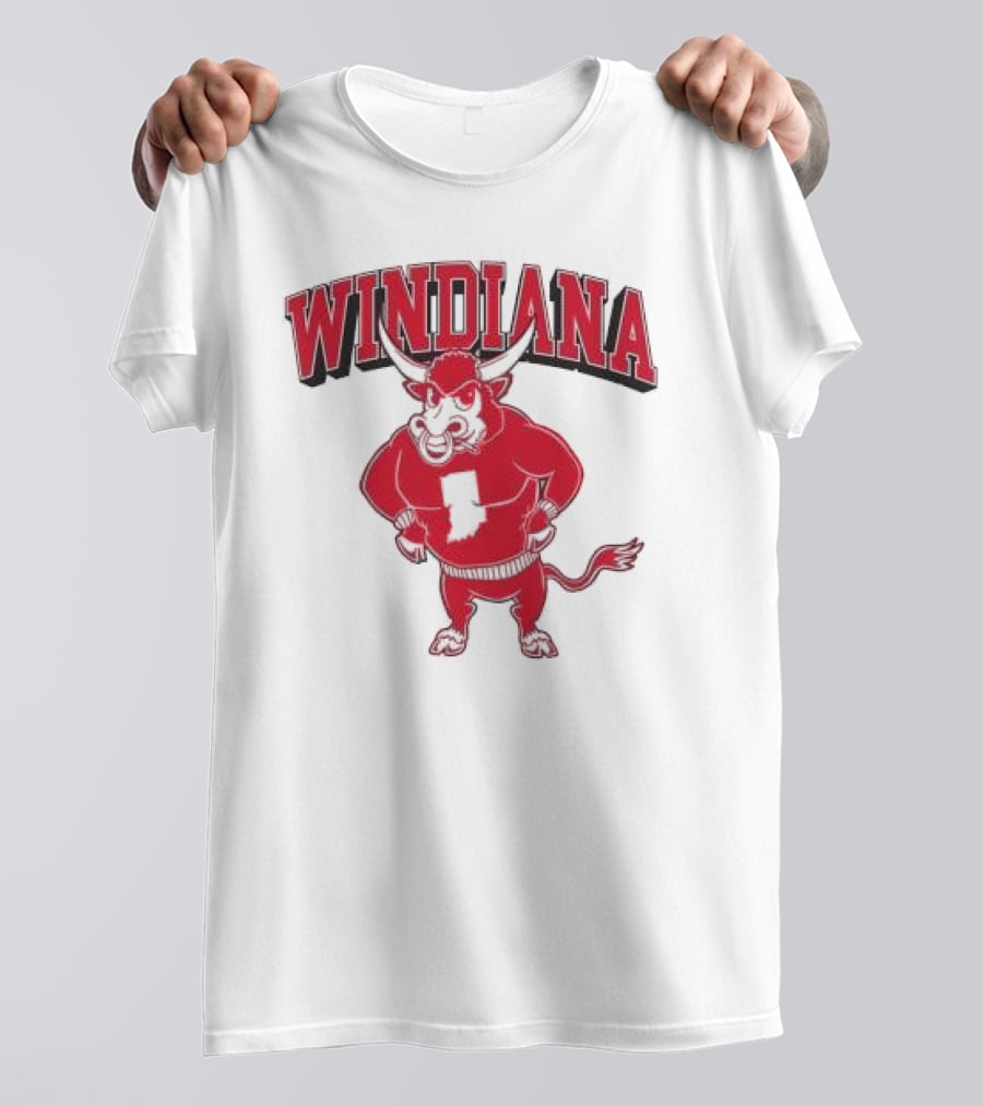 Windiana Hoosiers Mascot Bull With Indiana State Shape T-Shirt