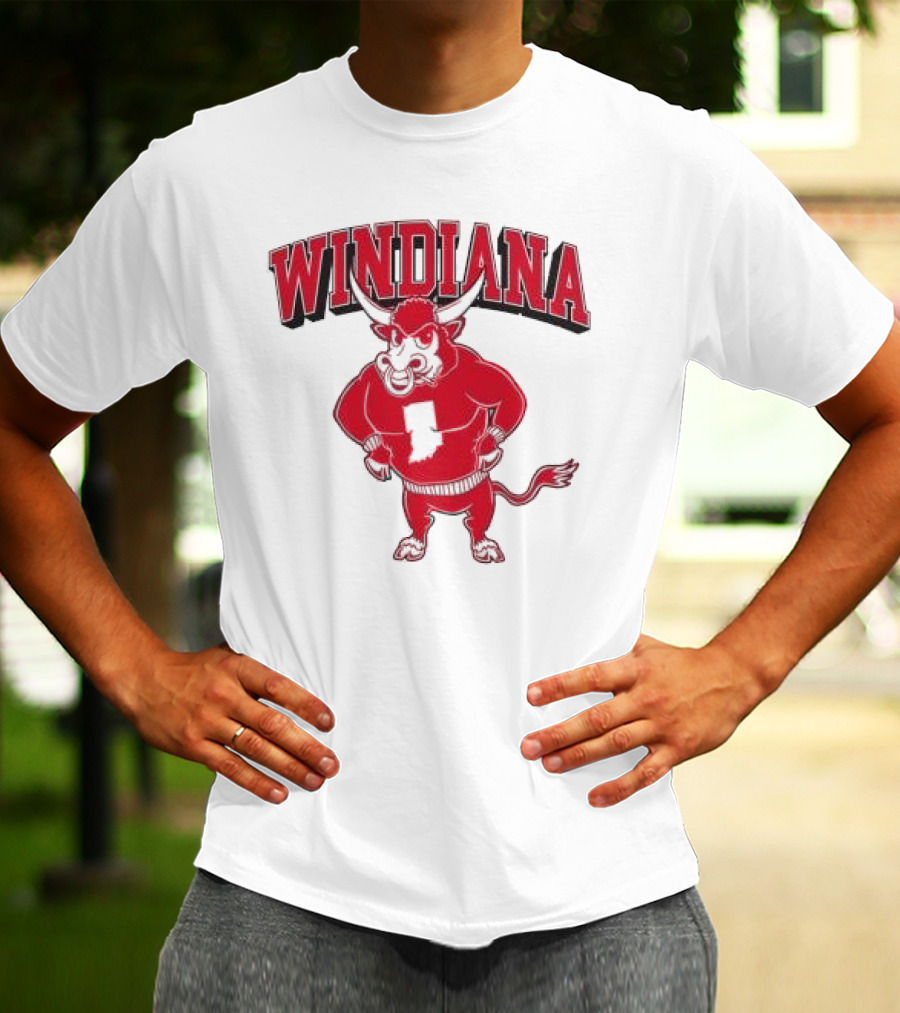 Windiana Hoosiers Mascot Bull With Indiana State Shape T-Shirt