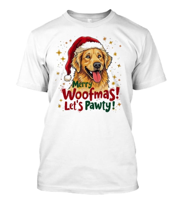 Merry Woofmas Let's Pawty Festive Dog Christmas T-Shirt