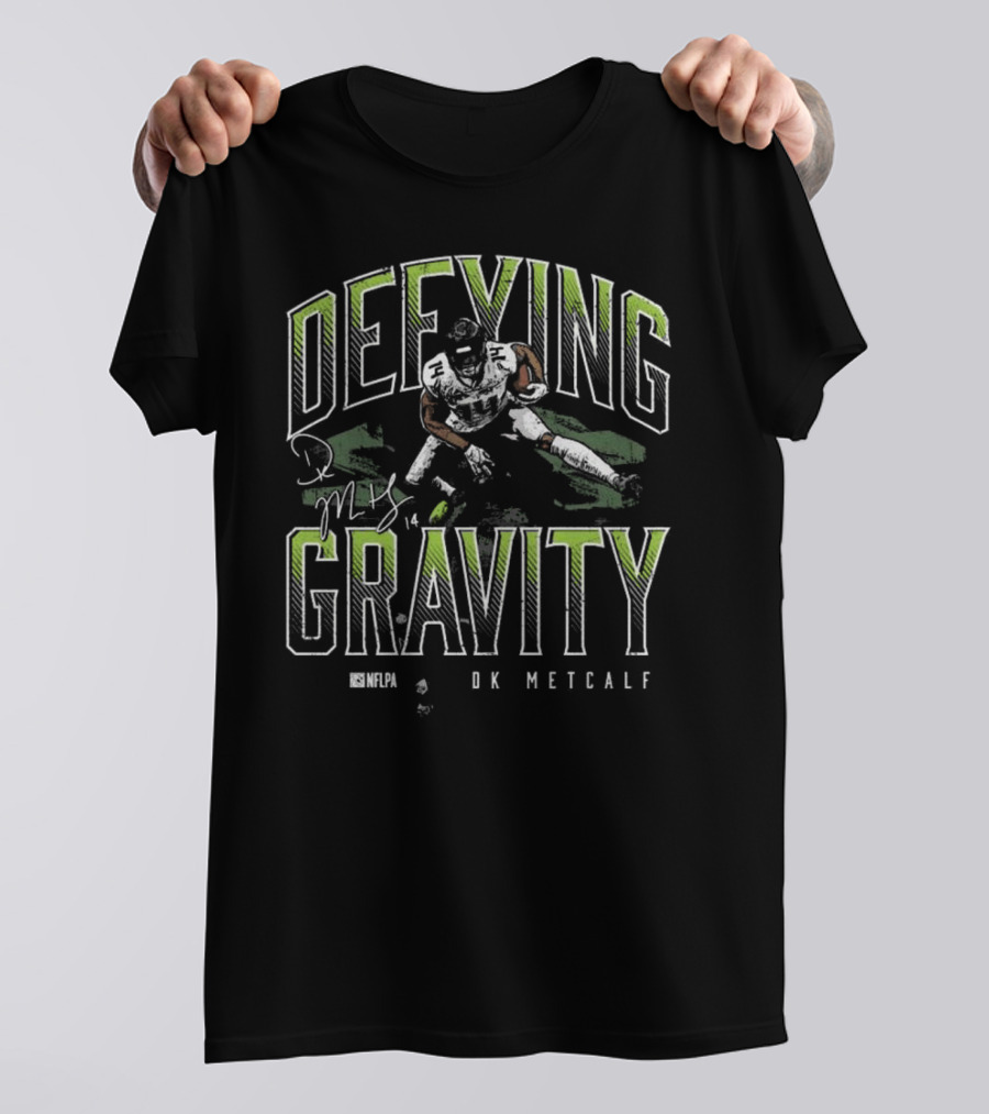 D.K. Metcalf Defying Gravity NFLPA Signature Image T-Shirt