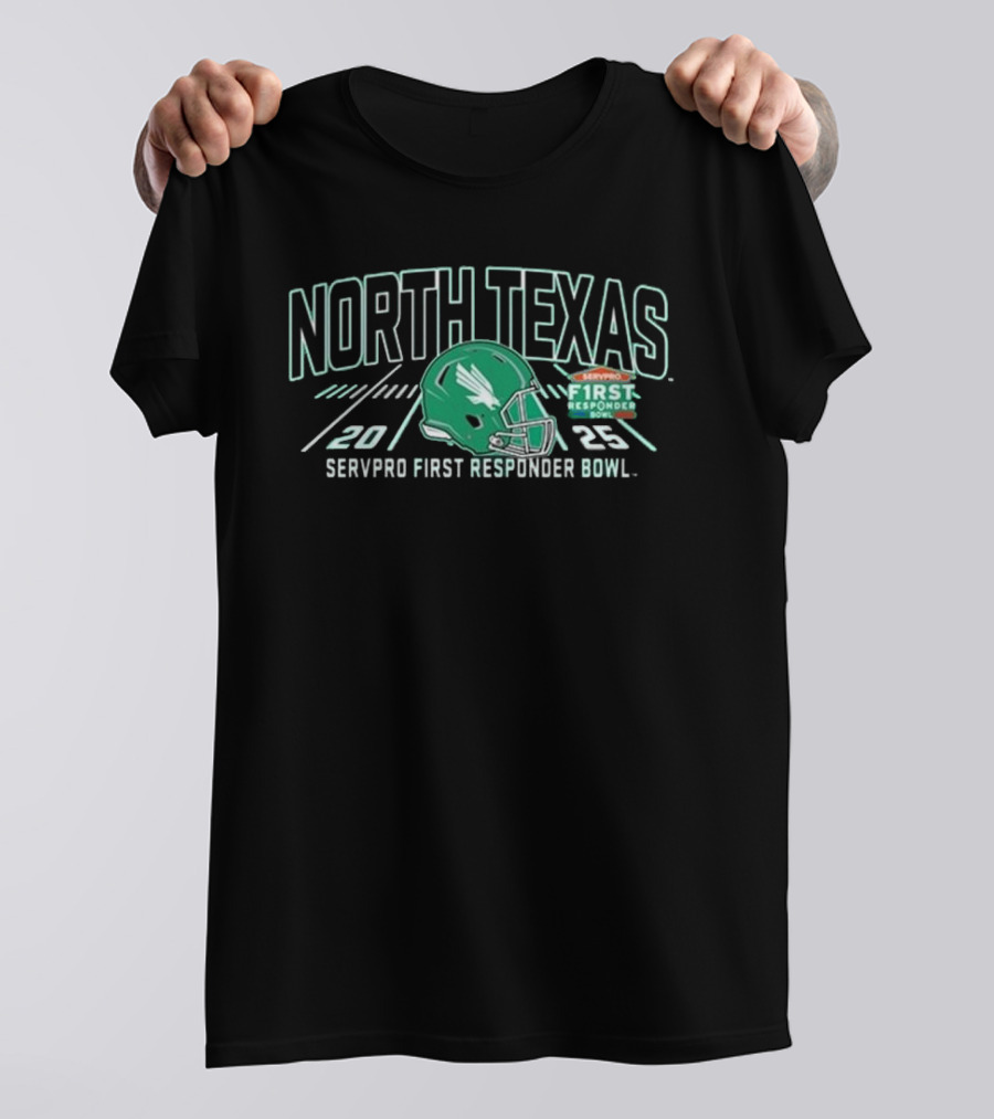North Texas Mean Green 2025 SERVPRO First Responder Bowl Helmet T-Shirt