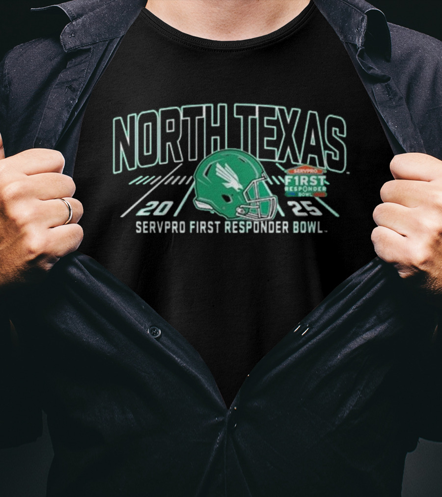 North Texas Mean Green 2025 SERVPRO First Responder Bowl Helmet T-Shirt