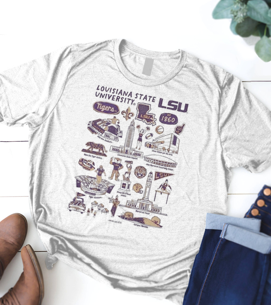 Louisiana State University LSU Tigers Vive La Fete Impressions Est 1860 Memorial Tower Shaquille O'Neal Tiger Stadium T-Shirt