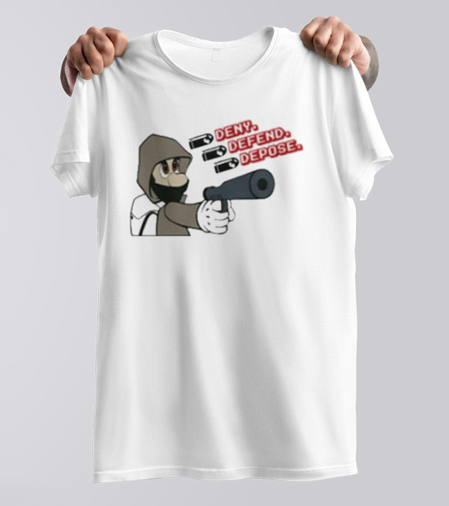 Luigi Mangione Deny Defend Depose Cartoon Character Gaming T-Shirt