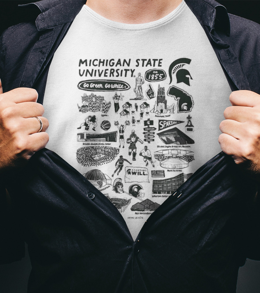 Michigan State University Go Green Go White 1855 Spartans Impressions T-Shirt