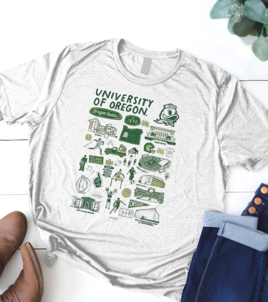 University Of Oregon Ducks 1876 Knight Library Matt Arena Iconography T-Shirt