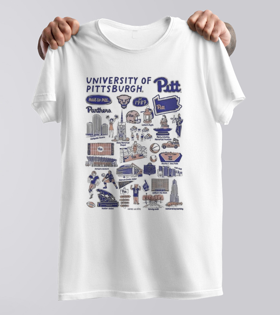 University Of Pittsburgh Pitt Panthers Landmarks And Traditions Est 1787 Vive La Fete Impressions T-Shirt