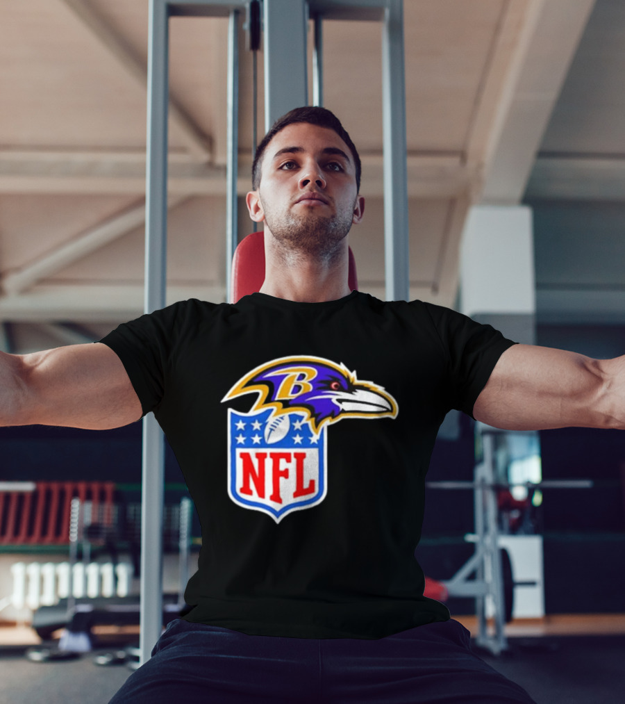 Baltimore Ravens NFL Shield Emblem Ravens Head T-Shirt