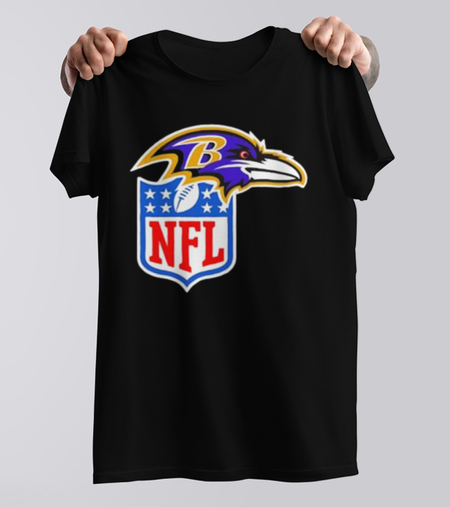 Baltimore Ravens NFL Shield Emblem Ravens Head T-Shirt