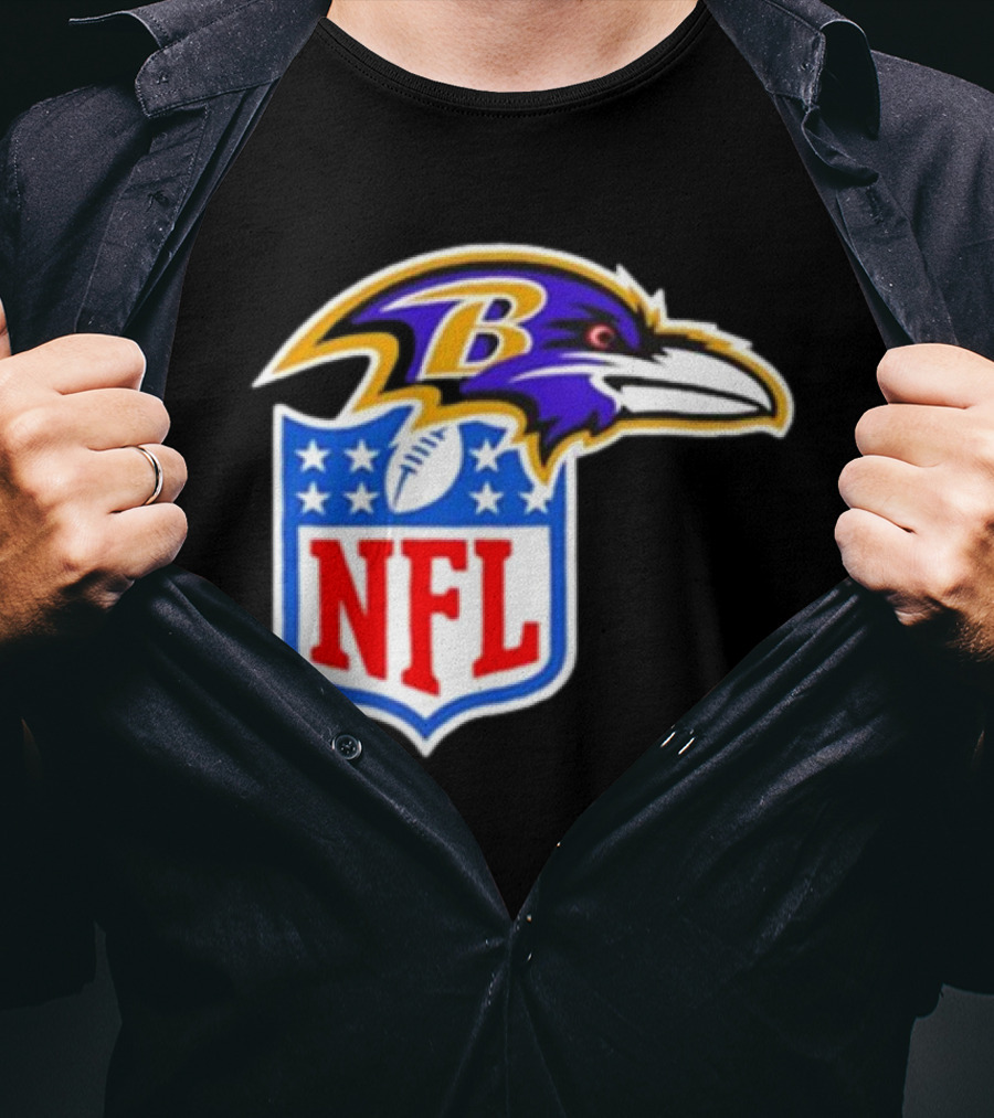 Baltimore Ravens NFL Shield Emblem Ravens Head T-Shirt