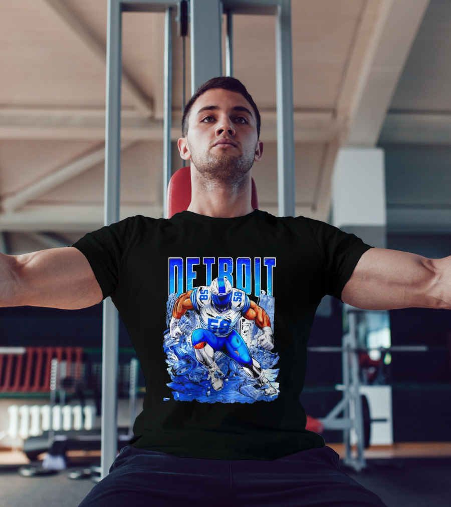 Detroit Lions Penei Sewell 58 Cartoon Superhero Action T-Shirt