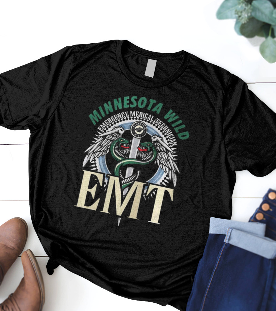 Minnesota Wild EMT Emergency Medical Technician Caduceus T-Shirt