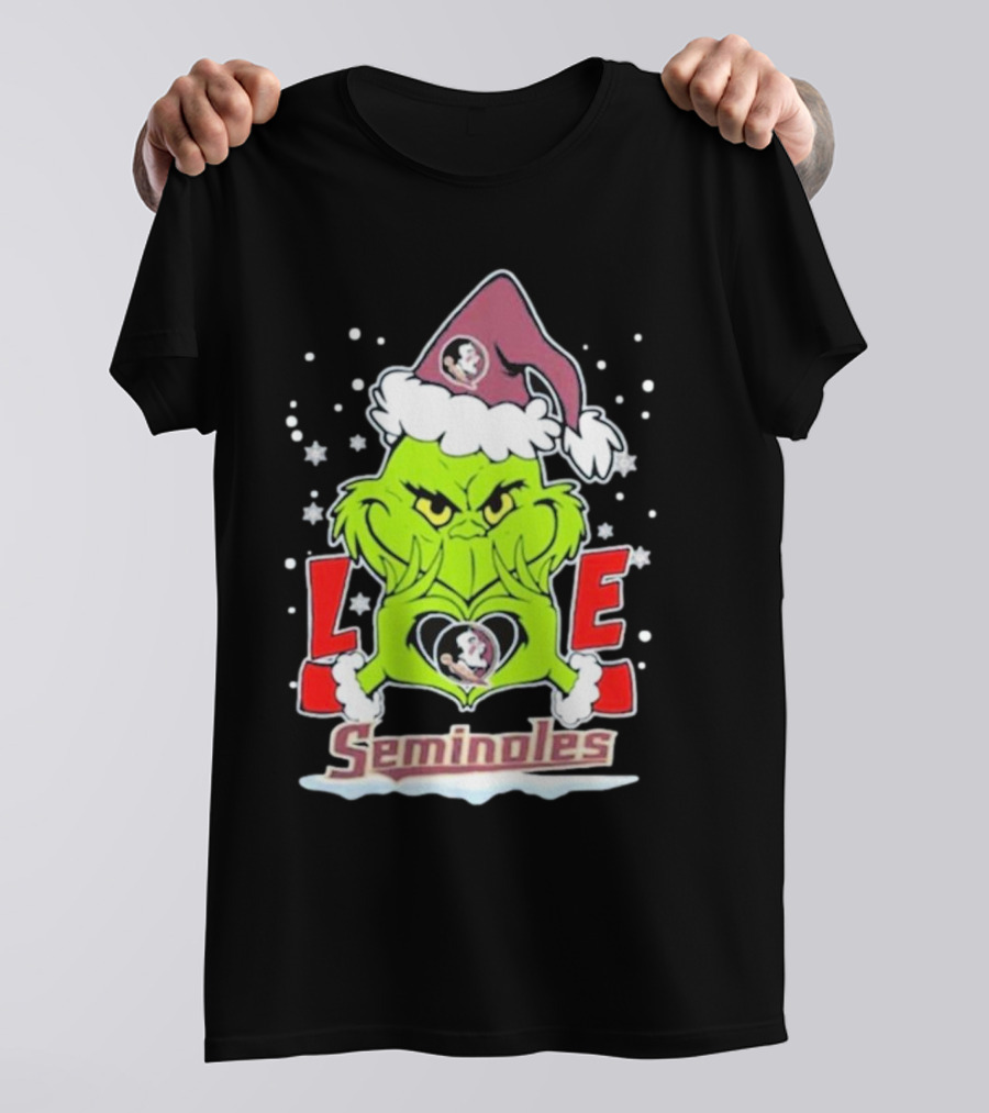 Grinch Love Florida State Seminoles Christmas Football T-Shirt