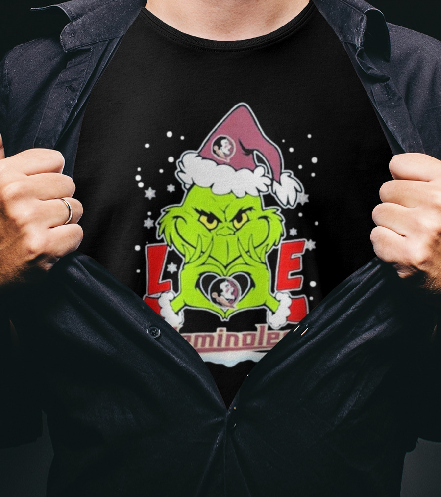 Grinch Love Florida State Seminoles Christmas Football T-Shirt