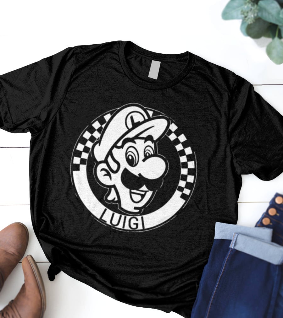 Luigi Super Mario Checkerboard Circle T-Shirt