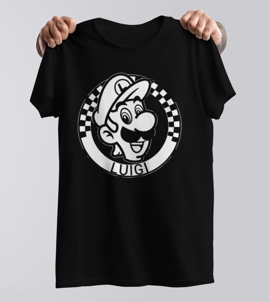 Luigi Super Mario Checkerboard Circle T-Shirt