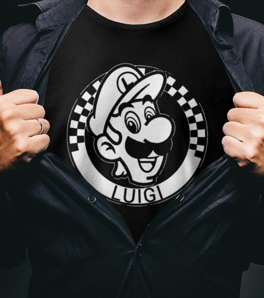 Luigi Super Mario Checkerboard Circle T-Shirt