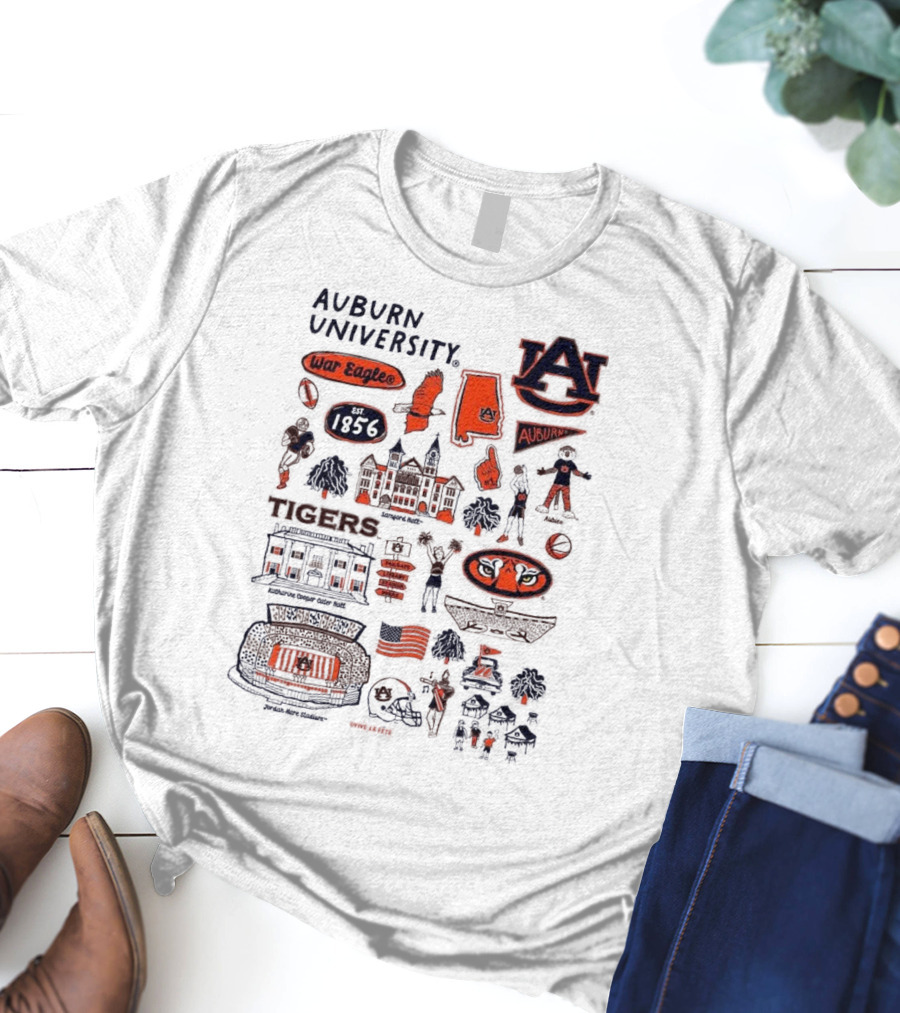 Auburn University Tigers War Eagles Auburn Vive La Fete 1856 Artwork Samson Halls Jordan-Hare Stadium T-Shirt