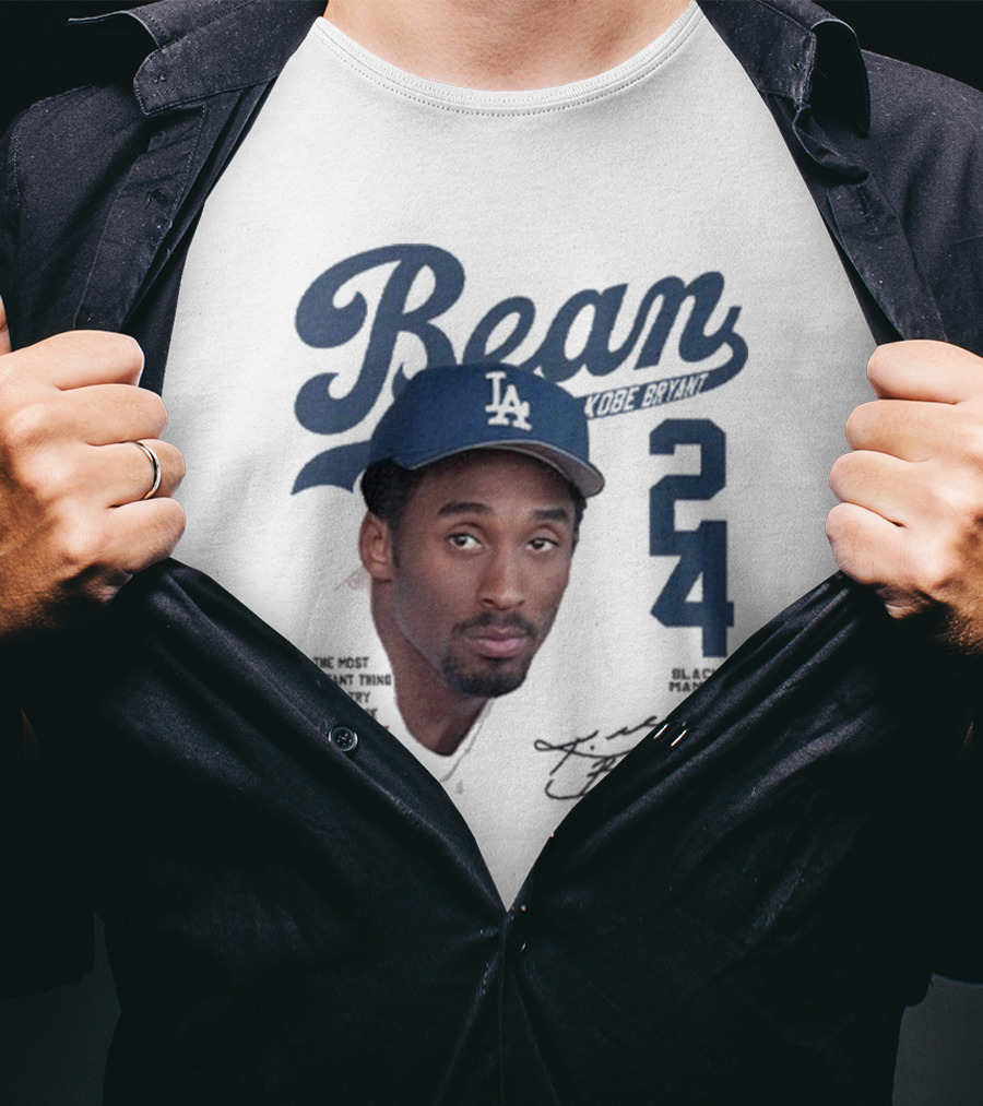 Bean Kobe Bryant 24 Black Mamba Dodgers Cap Autograph T-Shirt