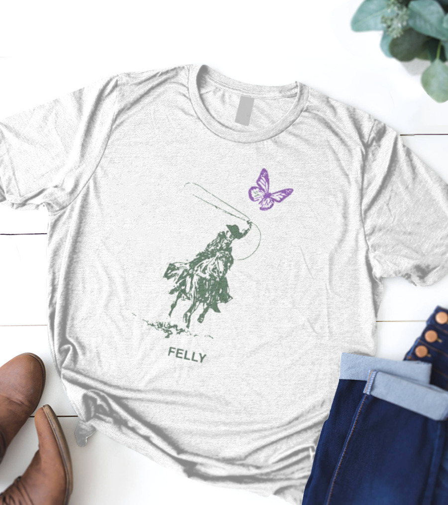 Felly Cowboy Lasso Purple Butterfly Blues Music T-Shirt