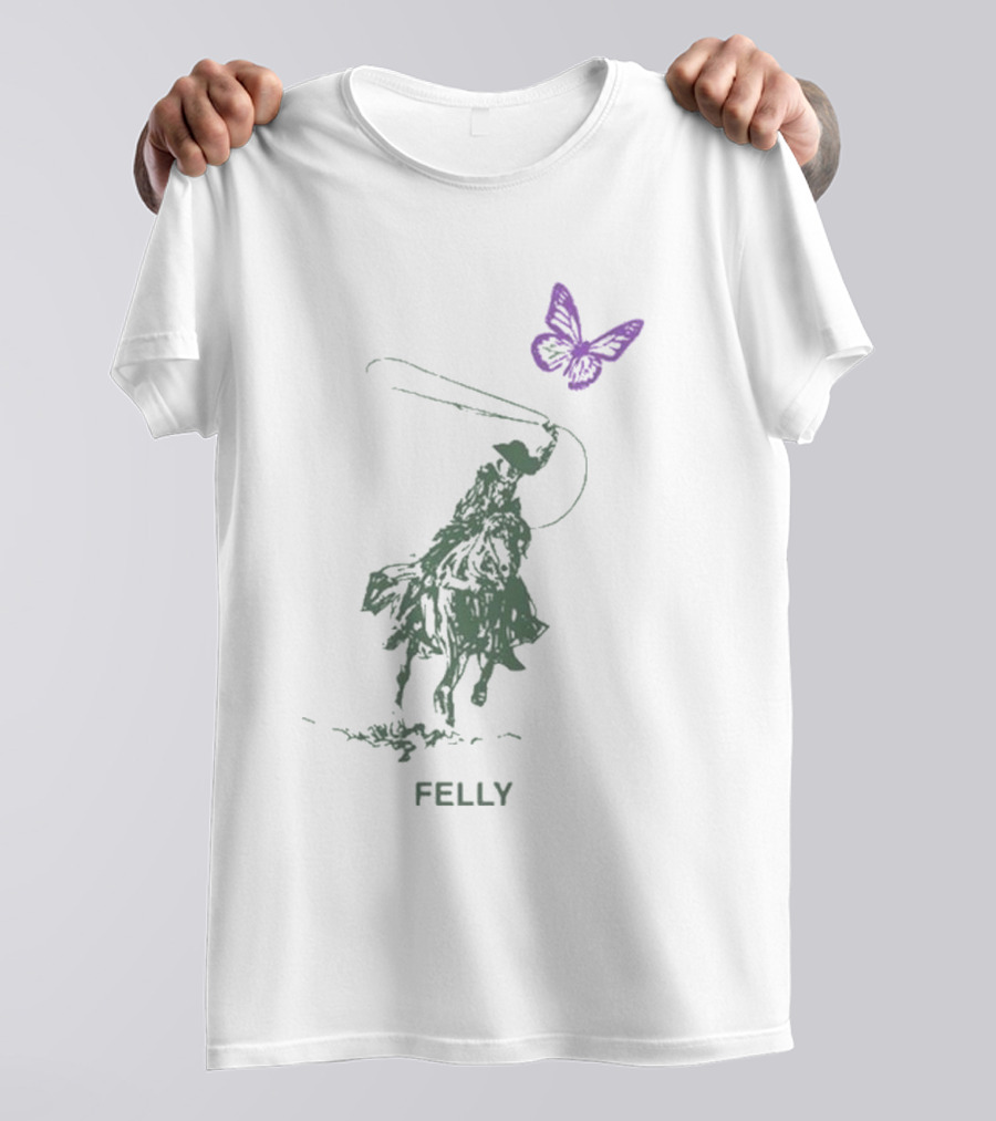 Felly Cowboy Lasso Purple Butterfly Blues Music T-Shirt