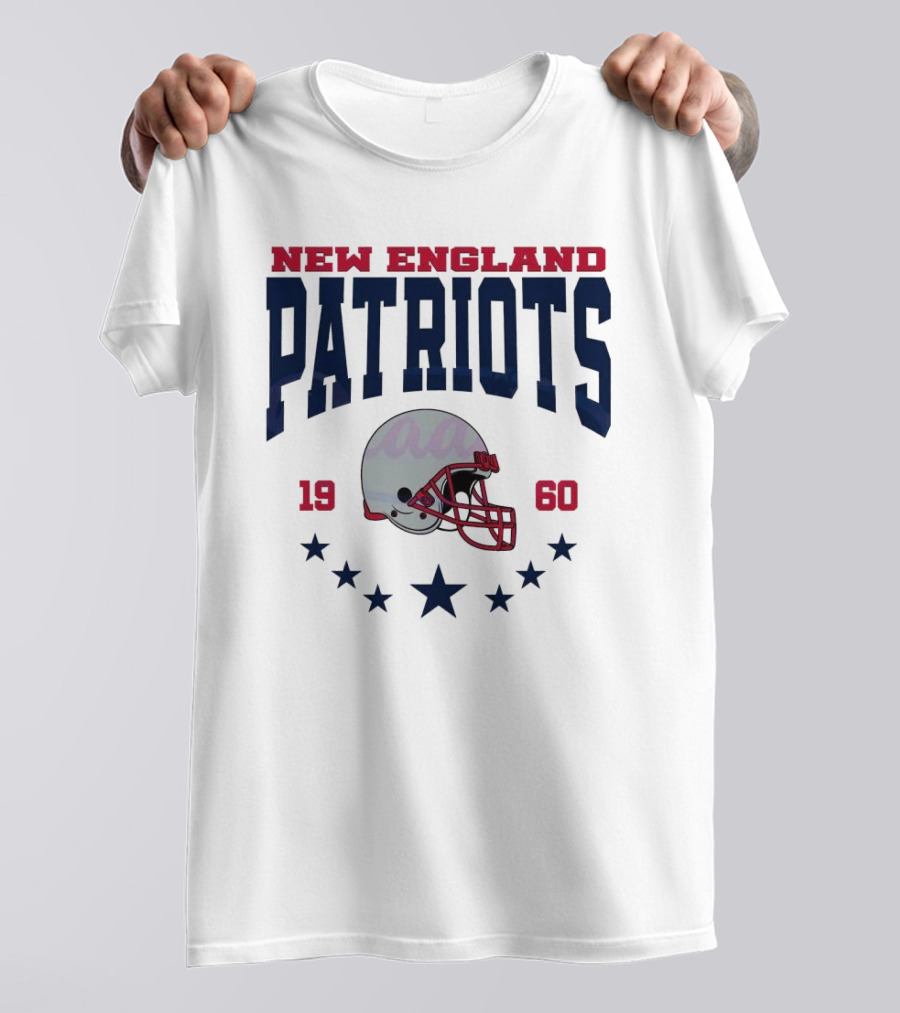 New England Patriots 1960 Vintage Football Helmet Retro Stars T-Shirt