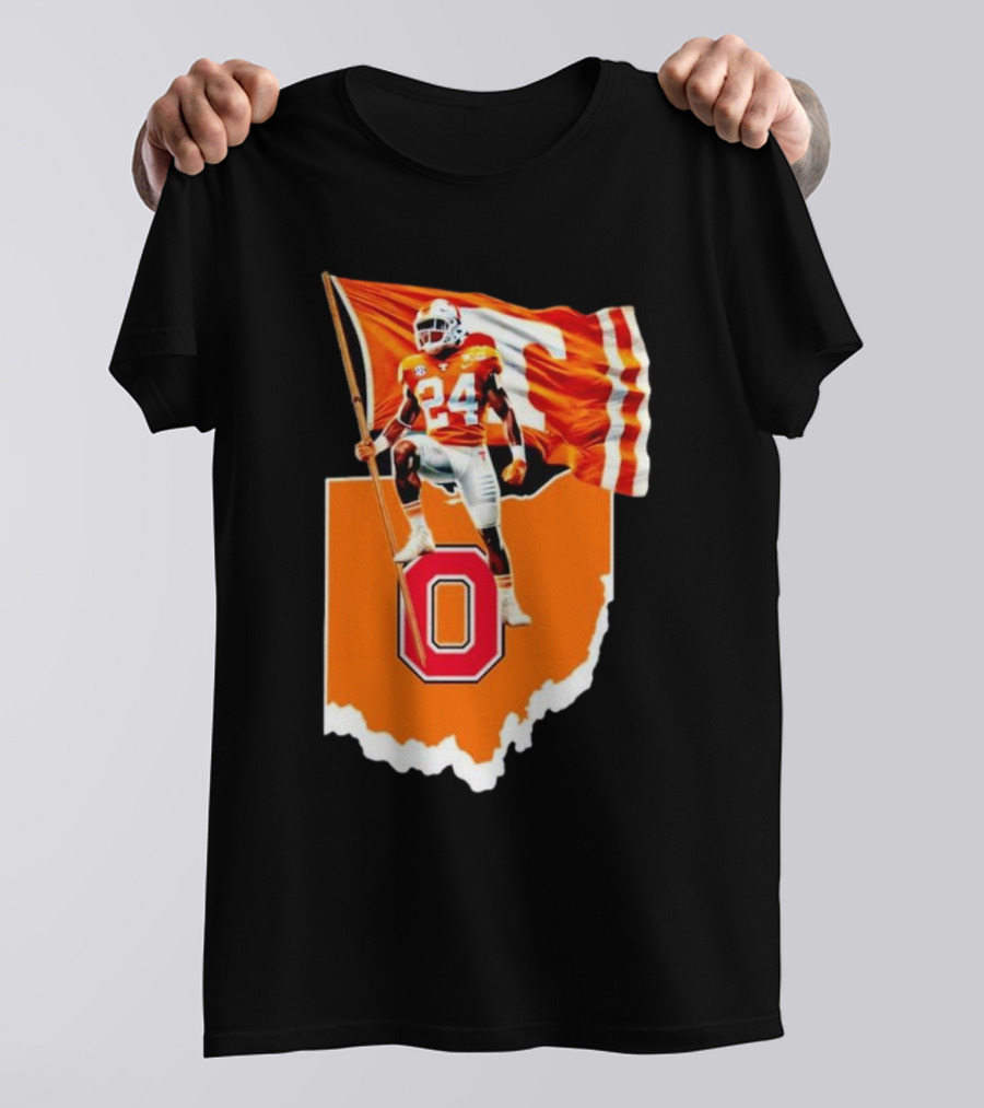 Jordan Matthews Tennessee Volunteers Flag Over Ohio State Outline T-Shirt