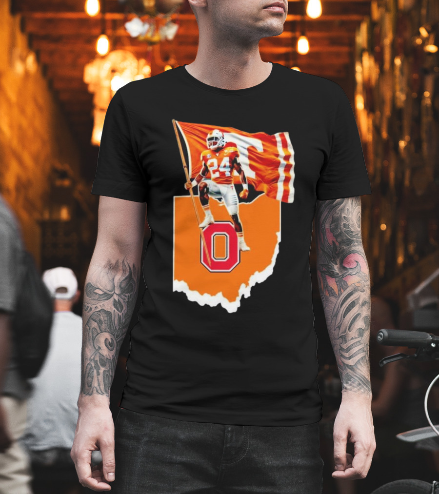 Jordan Matthews Tennessee Volunteers Flag Over Ohio State Outline T-Shirt