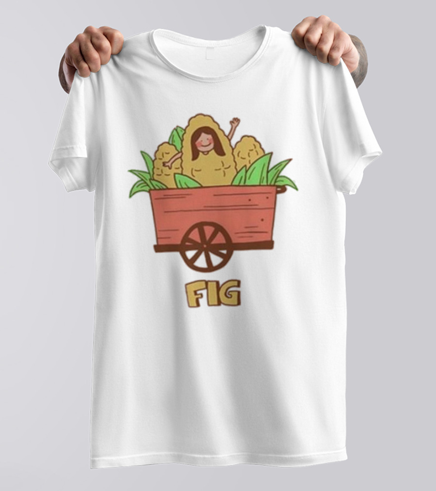 Figwoop Cart Fig With Corn And Smiling Figure T-Shirt