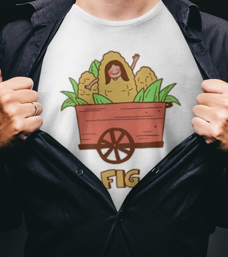Figwoop Cart Fig With Corn And Smiling Figure T-Shirt