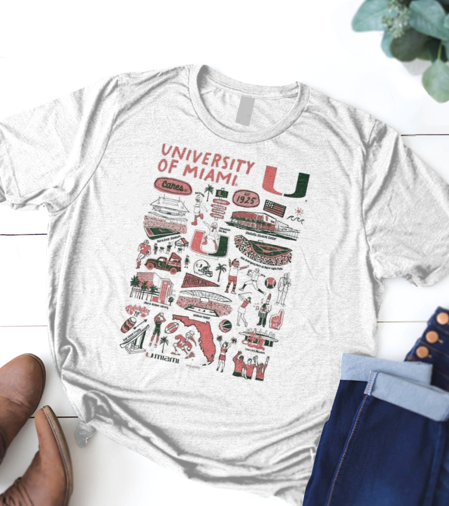 University Of Miami Hurricanes Vive La Fete Canes 1925 Sports And Landmarks T-Shirt