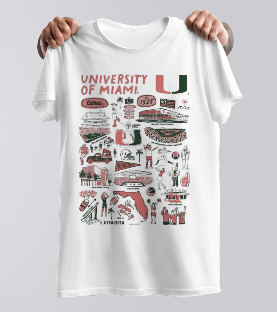 University Of Miami Hurricanes Vive La Fete Canes 1925 Sports And Landmarks T-Shirt