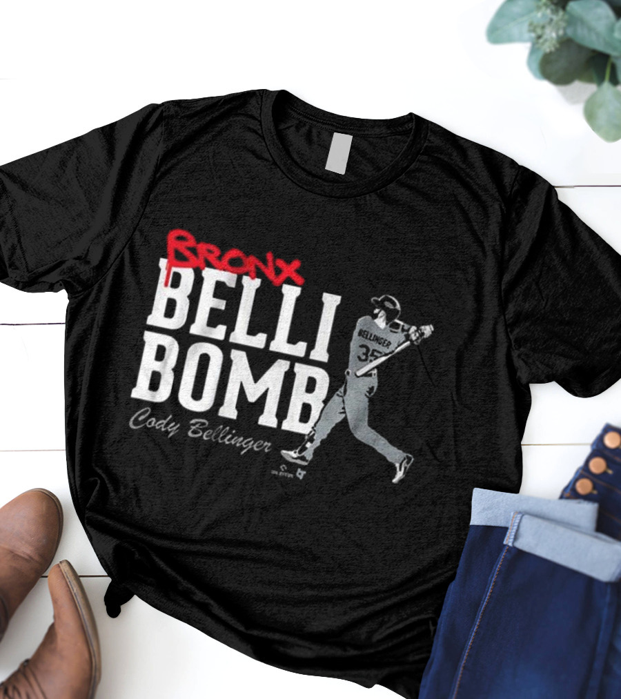 Bronx Belli Bomb Cody Bellinger 35 Swing Baseball T-Shirt