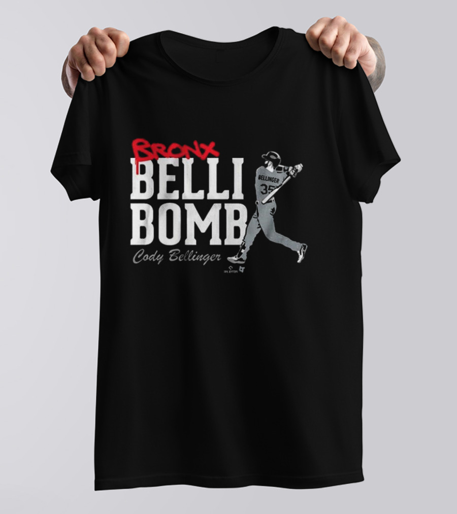 Bronx Belli Bomb Cody Bellinger 35 Swing Baseball T-Shirt