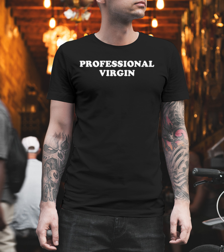 PROFESSIONAL VIRGIN Text Bold White T-Shirt