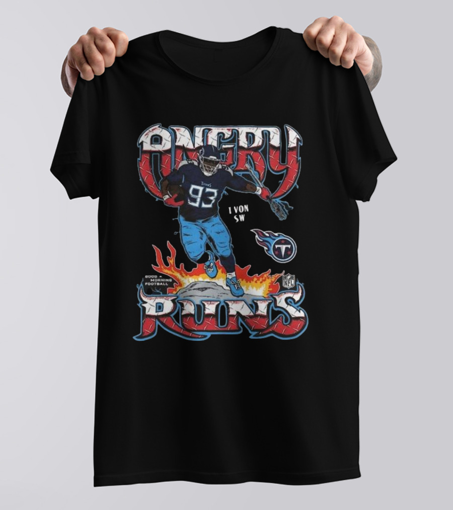 Von SW Angry Runs Tennessee Titans NFL Good Morning Football Charcoal T-Shirt