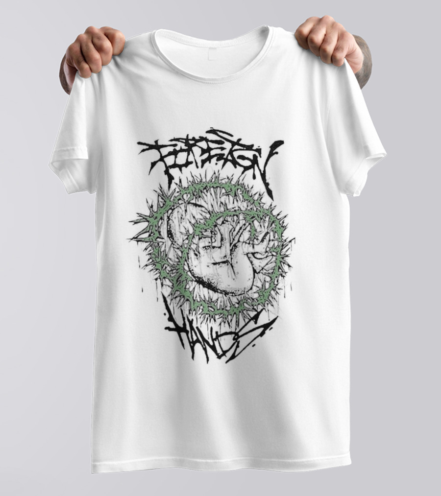 Foreign Hands Heart Enveloped By Green Thorns T-Shirt