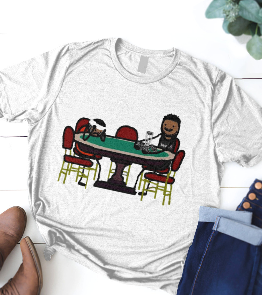 Giannis Antetokounmpo Milwaukee Bucks Poker Table Scene T-Shirt