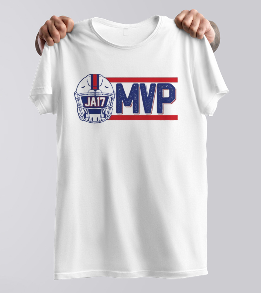 JA17 MVP Josh Allen Buffalo Bills Helmet Red Blue Stripes T-Shirt