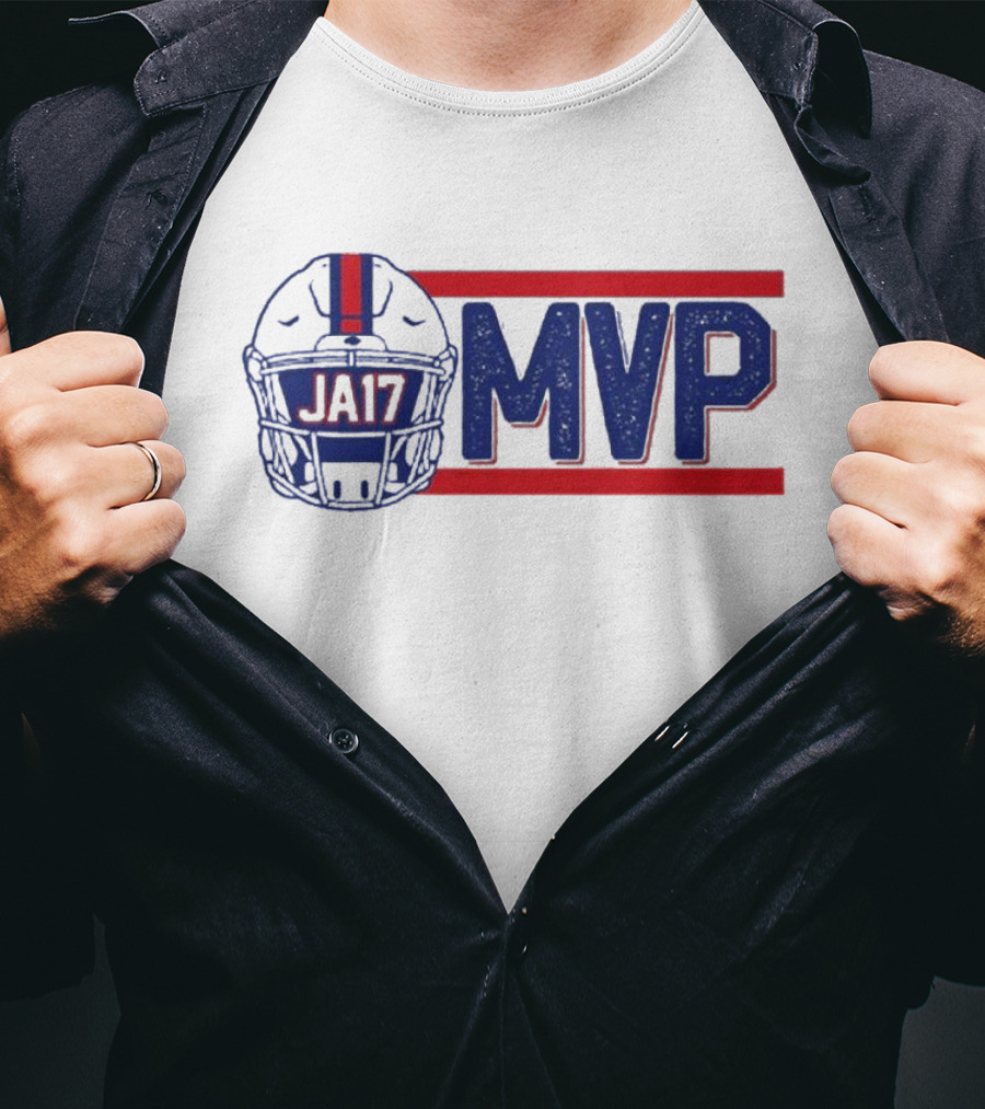 JA17 MVP Josh Allen Buffalo Bills Helmet Red Blue Stripes T-Shirt
