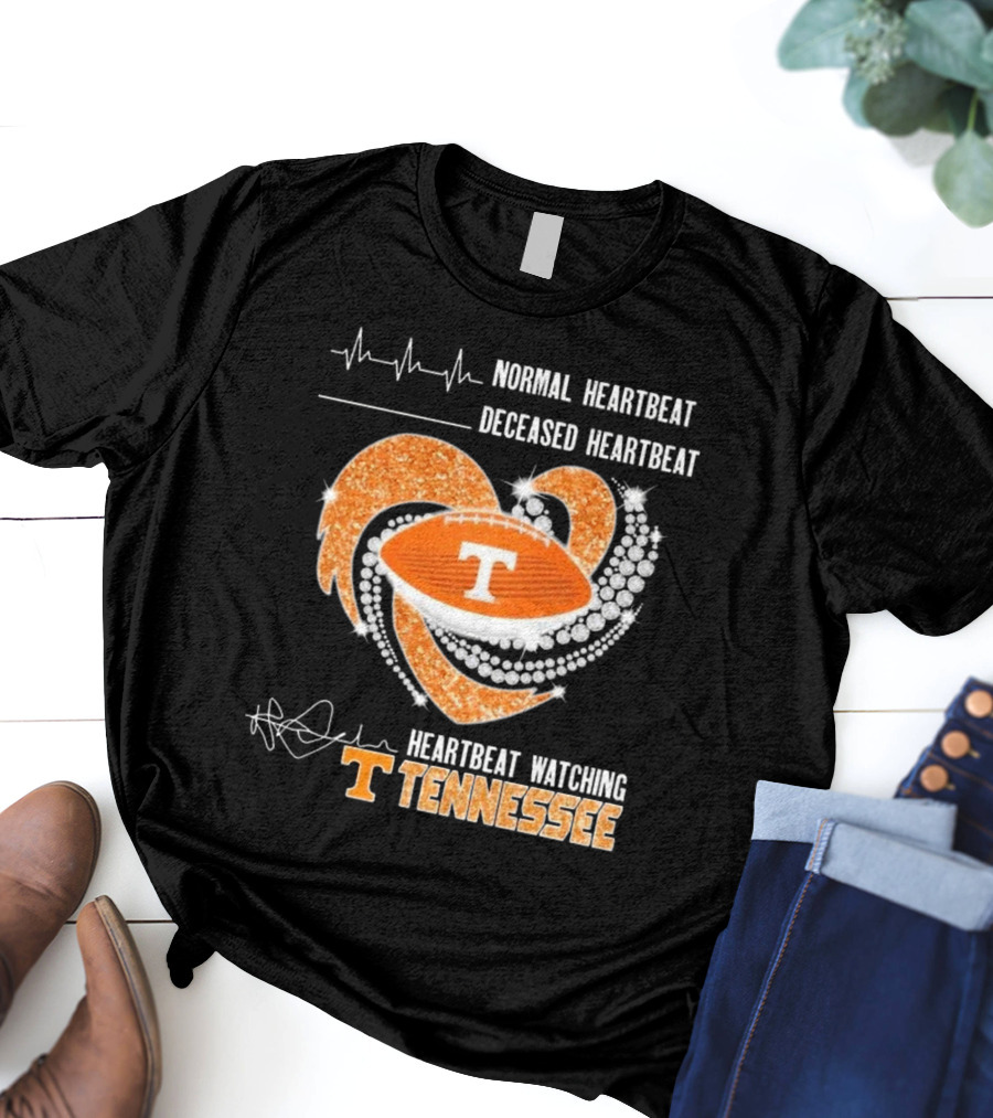 Normal Heartbeat Deceased Heartbeat Heartbeat Watching Tennessee Volunteers Football Diamond Heart T-Shirt