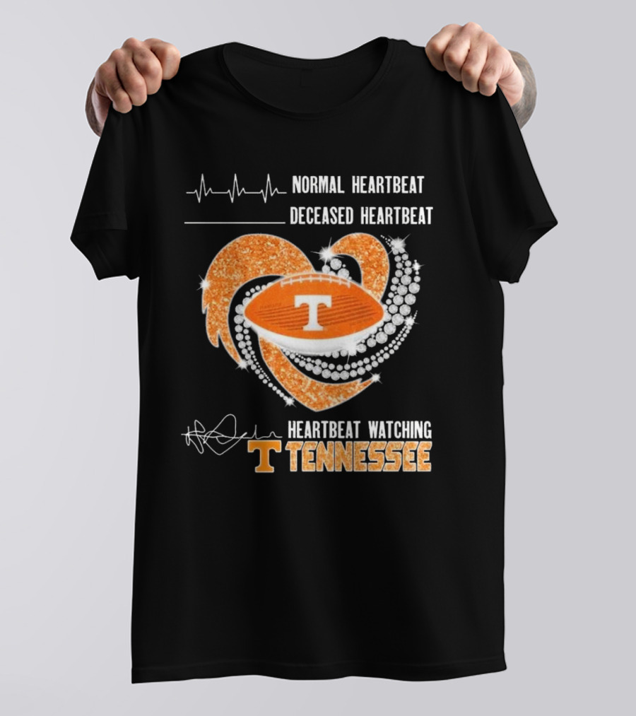 Normal Heartbeat Deceased Heartbeat Heartbeat Watching Tennessee Volunteers Football Diamond Heart T-Shirt