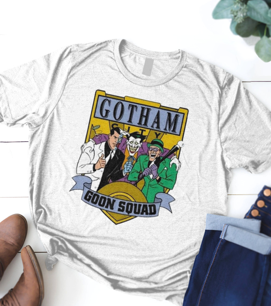 Gotham City Goon Squad Joker Riddler Two-Face Badge T-Shirt