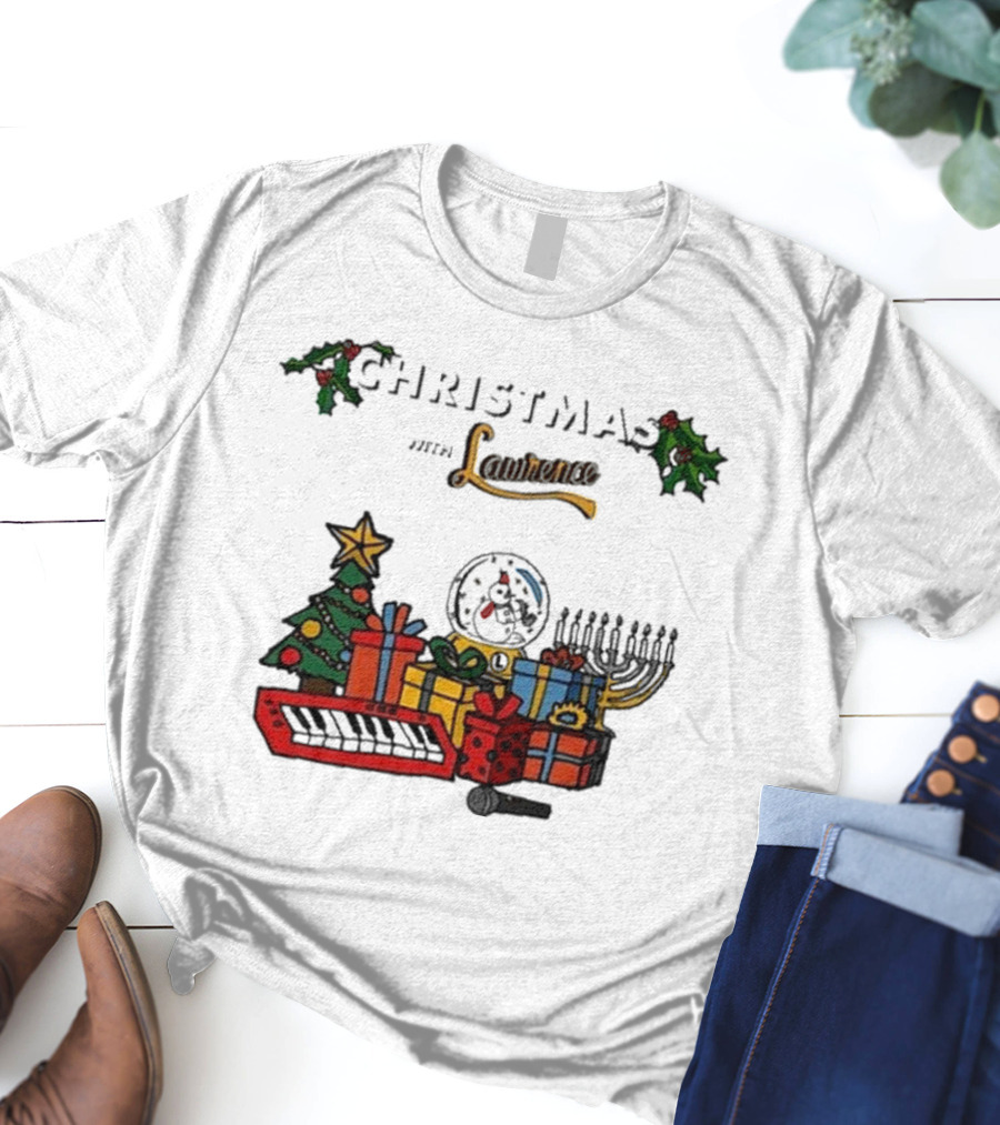 Christmas With Lawrence The Band Holiday Celebration Featuring Festive Tree, Keyboard, And Snowman T-Shirt