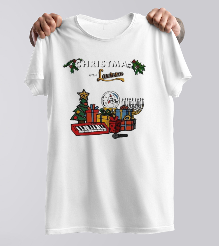 Christmas With Lawrence The Band Holiday Celebration Featuring Festive Tree, Keyboard, And Snowman T-Shirt