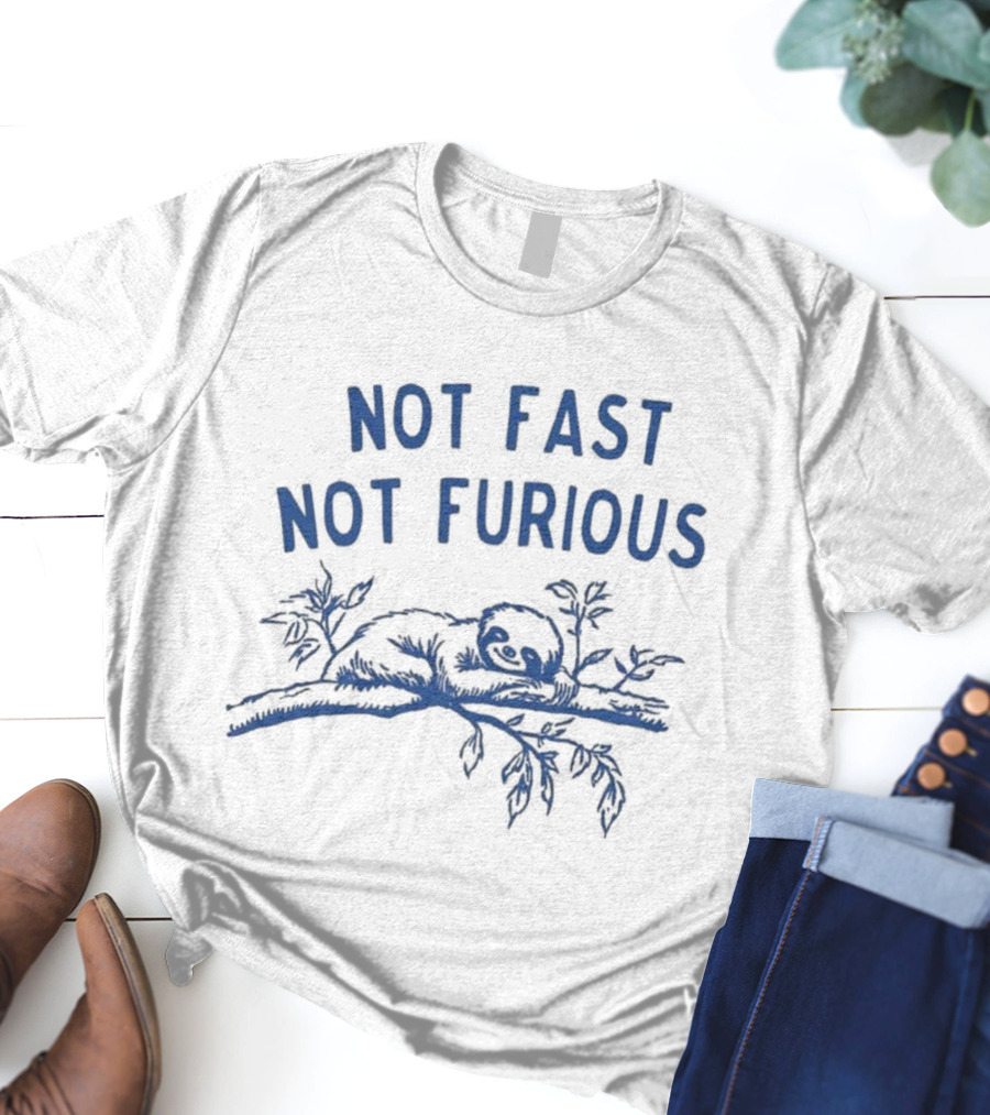 Not Fast Not Furious Sloth Relaxing On Tree Branch T-Shirt