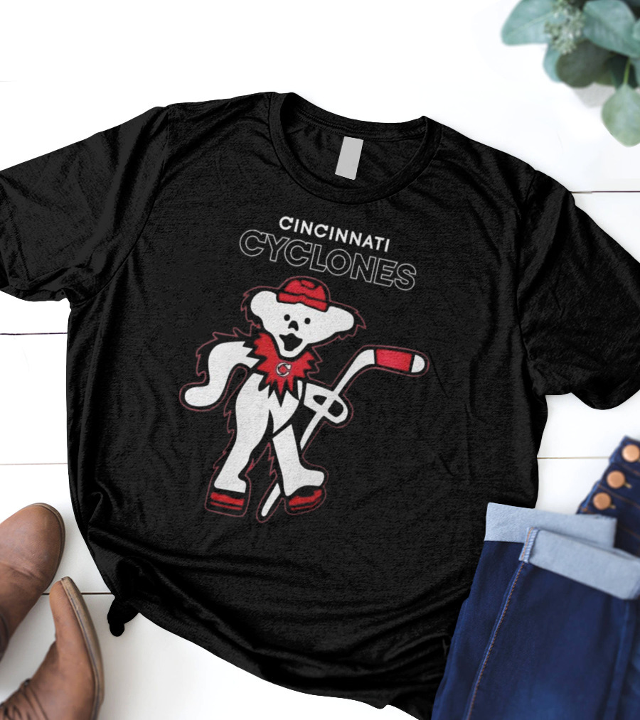 Cincinnati Cyclones Hockey With Grateful Dead Style Bear 2025 T-Shirt