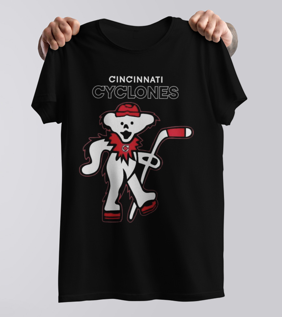 Cincinnati Cyclones Hockey With Grateful Dead Style Bear 2025 T-Shirt