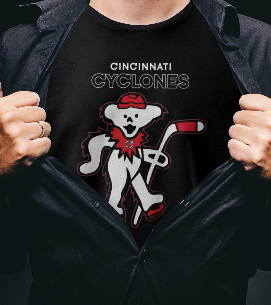 Cincinnati Cyclones Hockey With Grateful Dead Style Bear 2025 T-Shirt